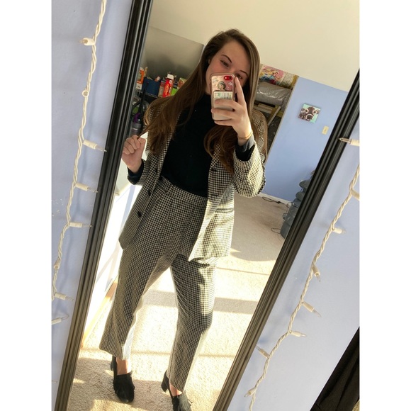 Vintage Wool Houndstooth Checkered Pantsuit Set - Picture 4 of 16